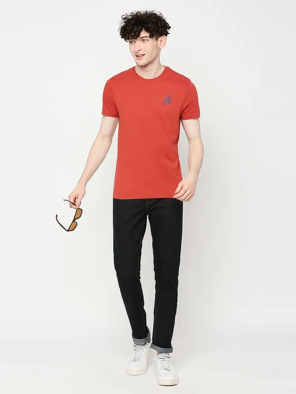Being Human Clothing Mens Regular Fit T-Shirts-Rust