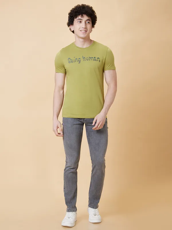 Being Human Clothing Men  T-Shirts-Olive