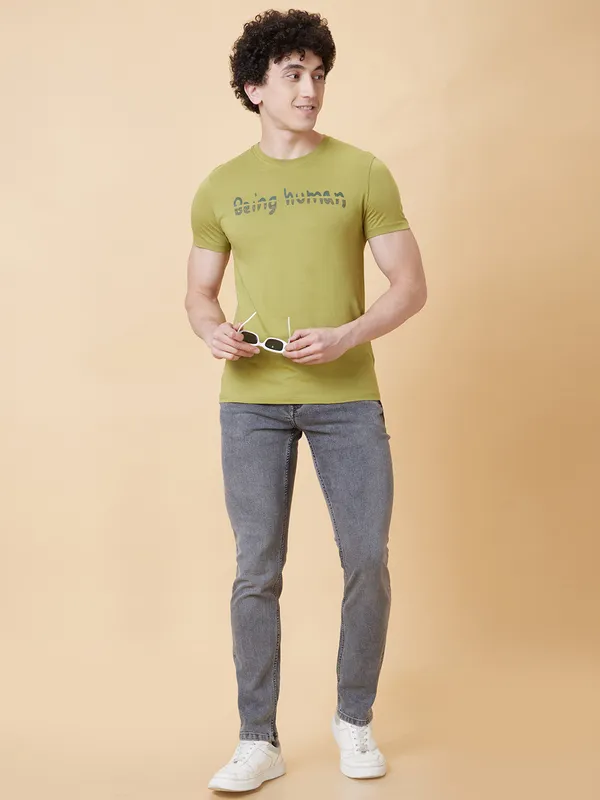 Being Human Clothing Men  T-Shirts-Olive