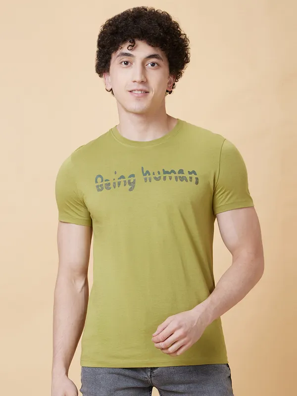 Being Human Clothing Men  T-Shirts-Olive
