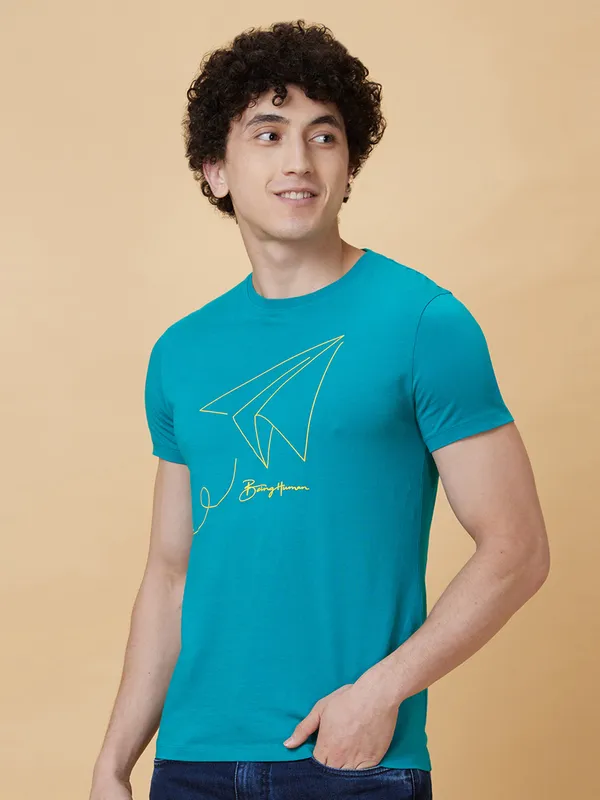 Being Human Clothing Men  T-Shirts-Blue Grass
