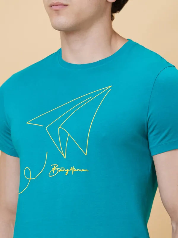 Being Human Clothing Men  T-Shirts-Blue Grass