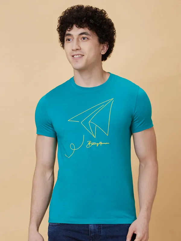 Being Human Clothing Men  T-Shirts-Blue Grass