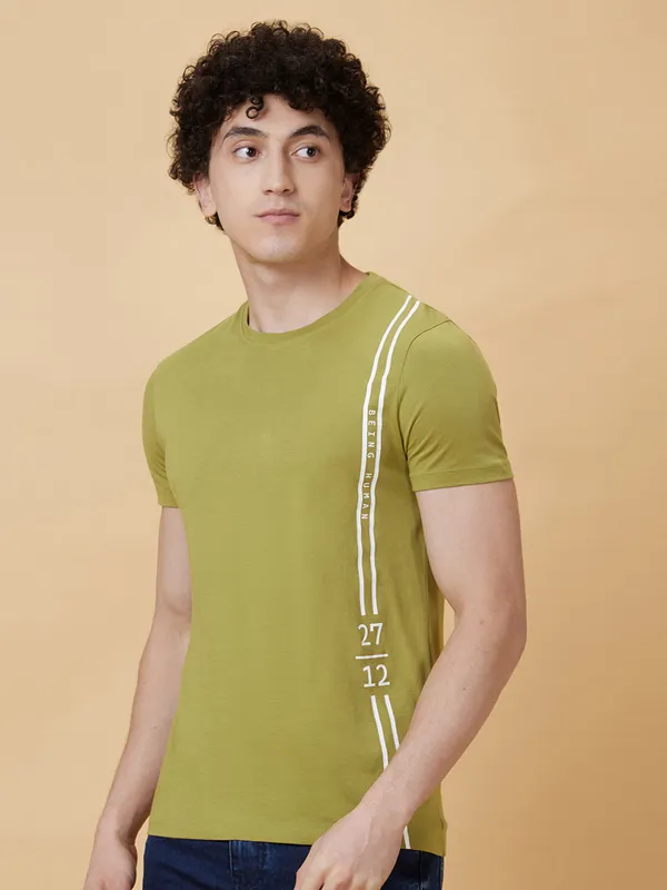 Being Human Men  T-Shirts-Olive