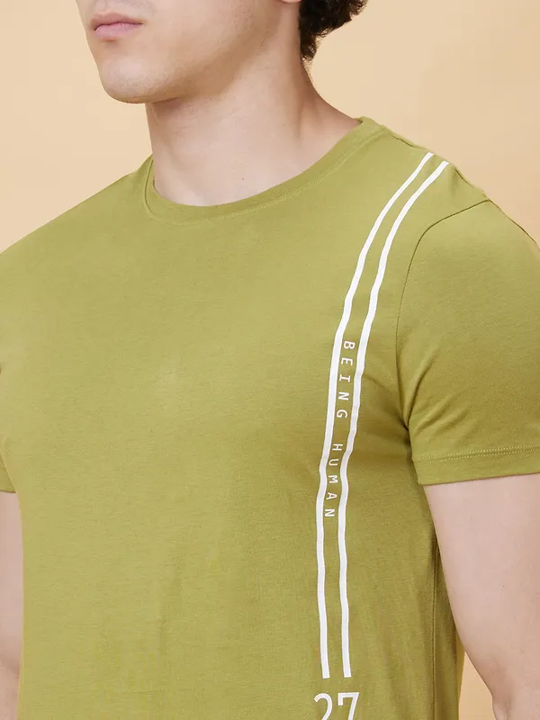 Being Human Men  T-Shirts-Olive
