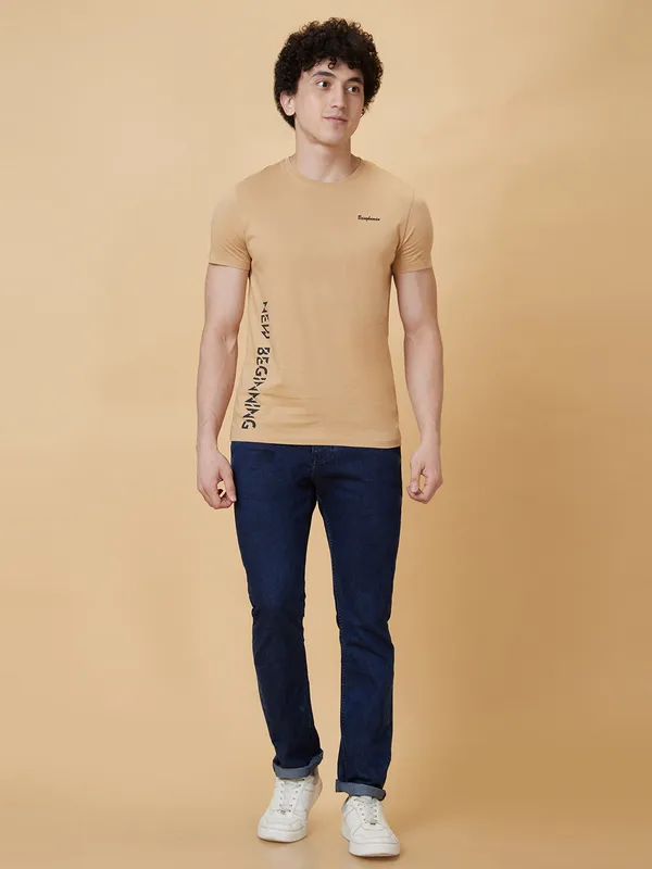 Being Human Clothing Men  T-Shirts-Champagne Beige