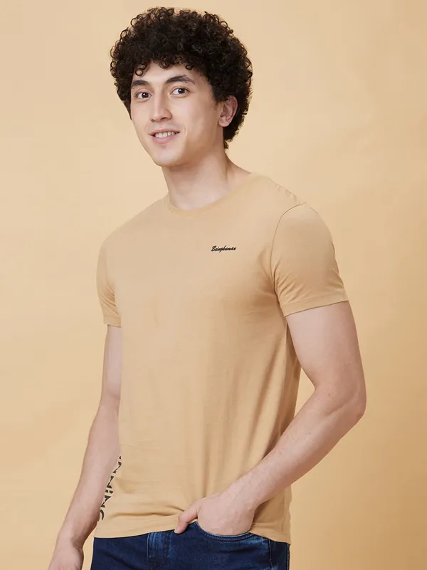 Being Human Clothing Men  T-Shirts-Champagne Beige