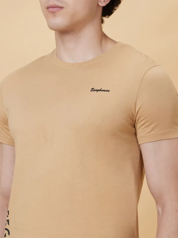 Being Human Clothing Men  T-Shirts-Champagne Beige