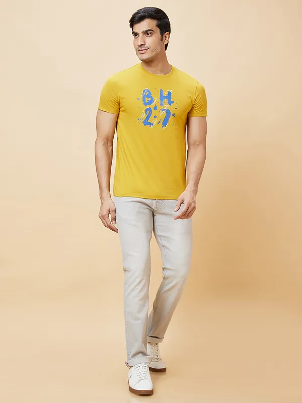Being Human Men  T-Shirts-Mustard