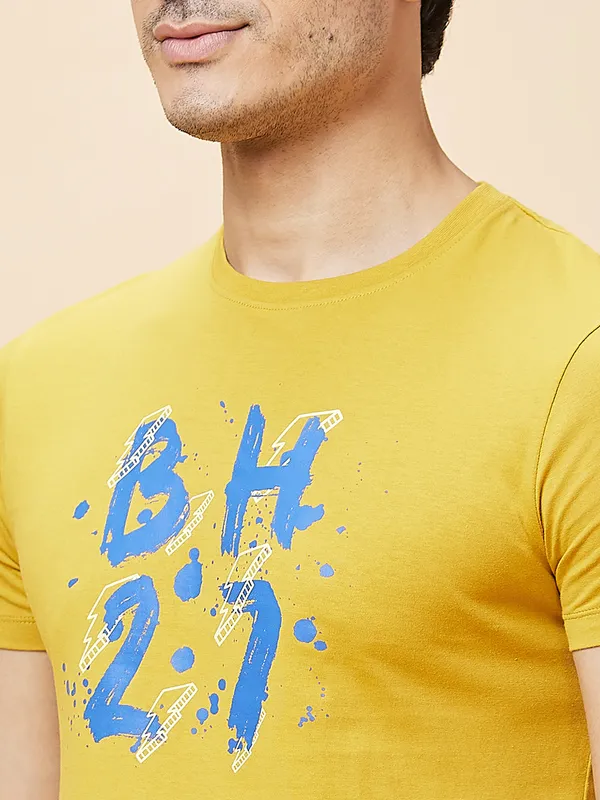 Being Human Men  T-Shirts-Mustard