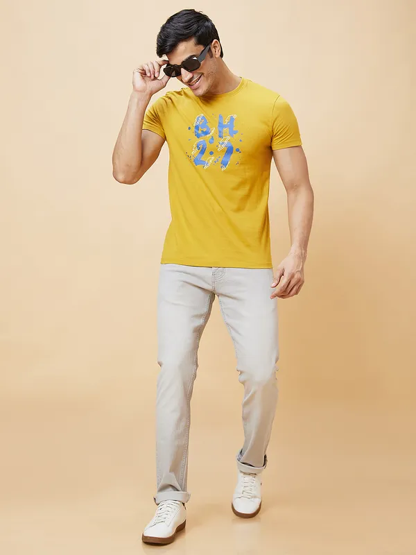 Being Human Men  T-Shirts-Mustard