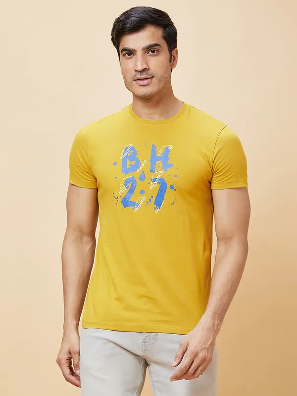 Being Human Men  T-Shirts-Mustard