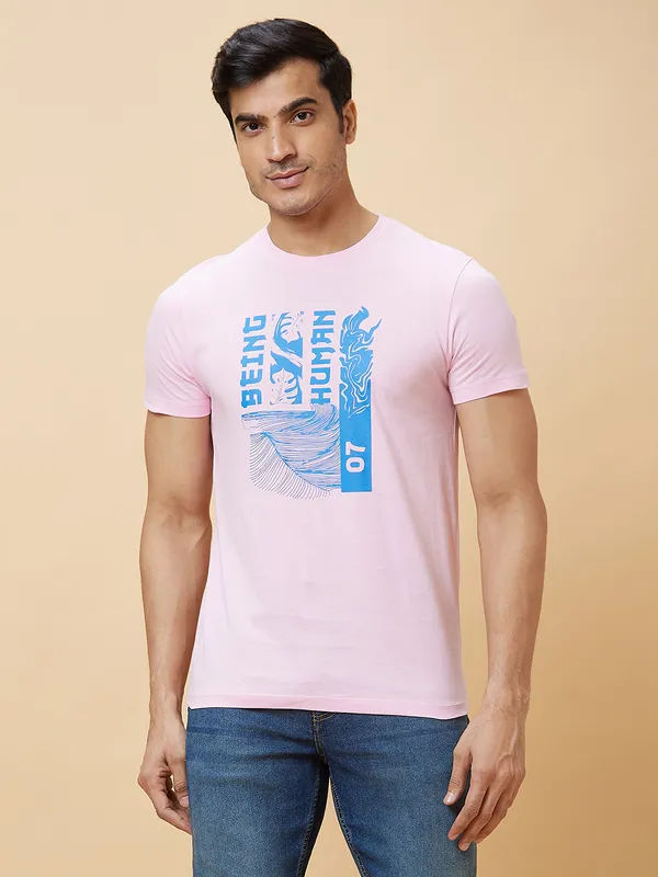 Being Human Clothing Men  T-Shirts-Light Pink