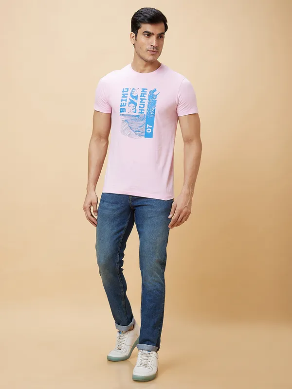 Being Human Clothing Men  T-Shirts-Light Pink