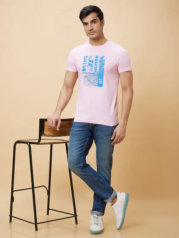 Being Human Clothing Men  T-Shirts-Light Pink