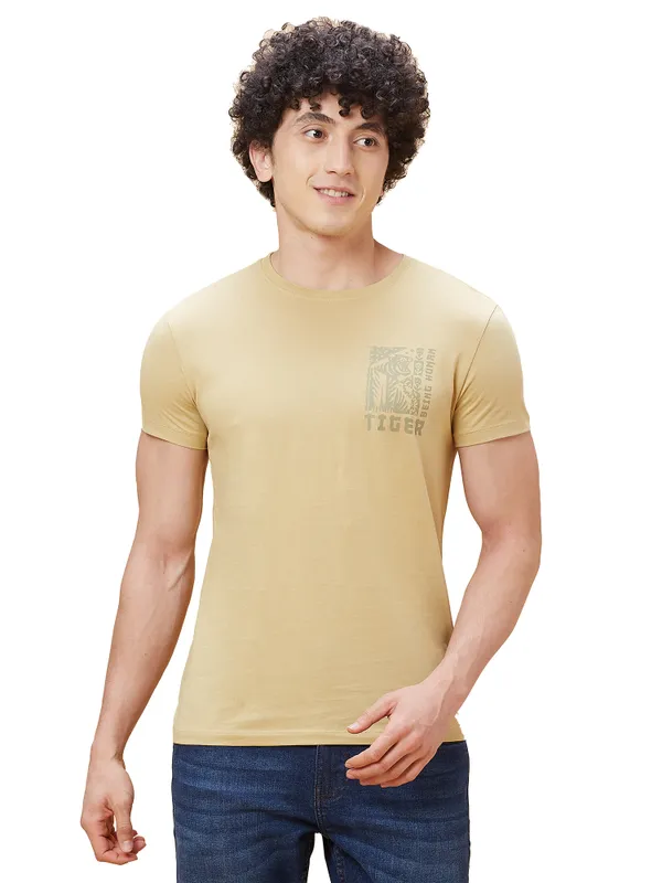 Being Human Men  T-Shirts-Light Khaki