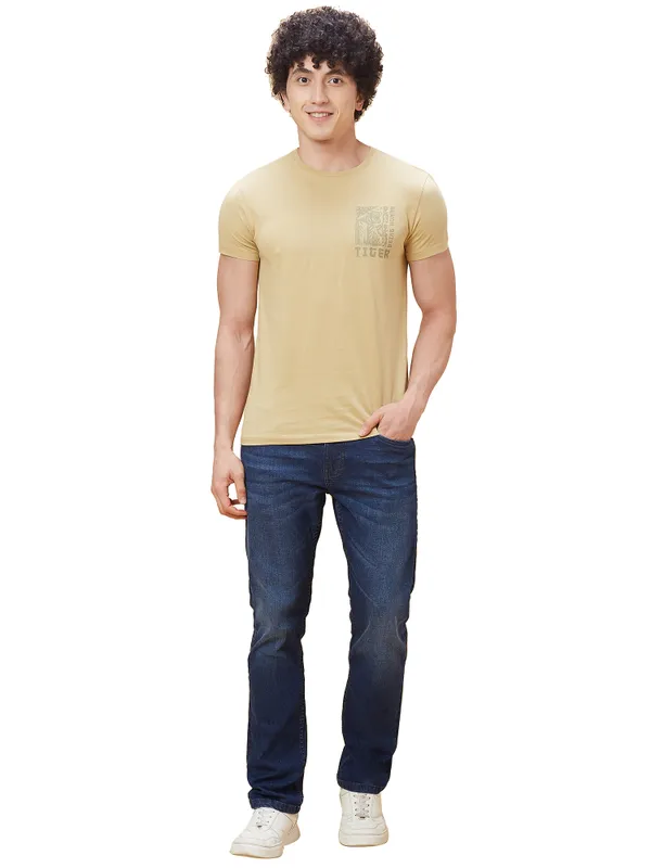 Being Human Men  T-Shirts-Light Khaki