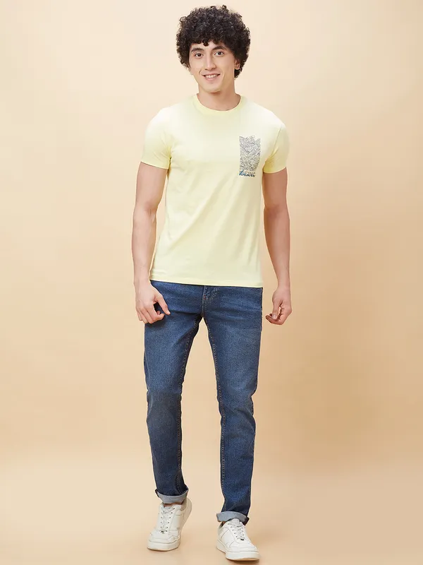 Being Human Men  T-Shirts-Light Lemon