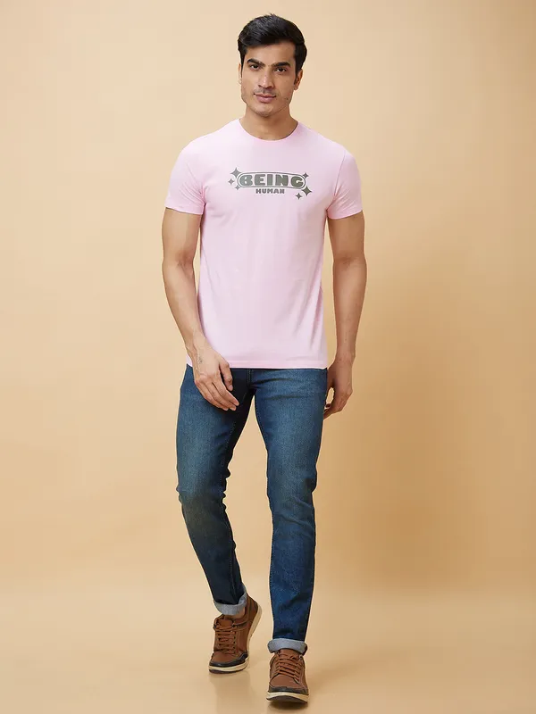 Being Human Men  T-Shirts-Light Pink