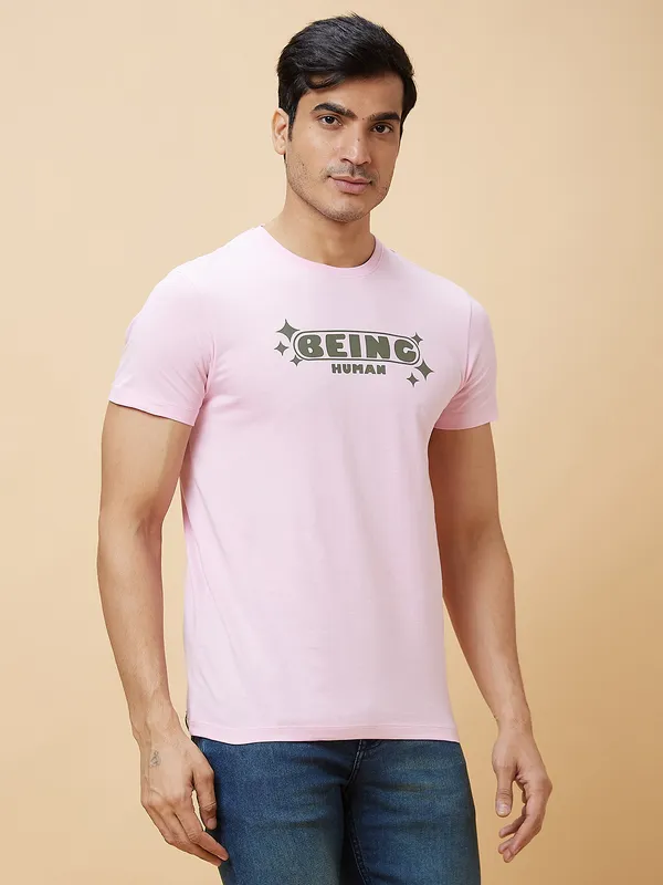 Being Human Men  T-Shirts-Light Pink