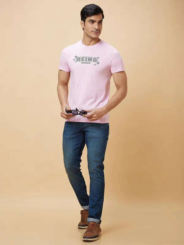 Being Human Men  T-Shirts-Light Pink