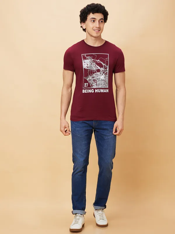 Being Human Men  T-Shirts-Wine