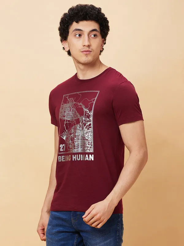 Being Human Men  T-Shirts-Wine