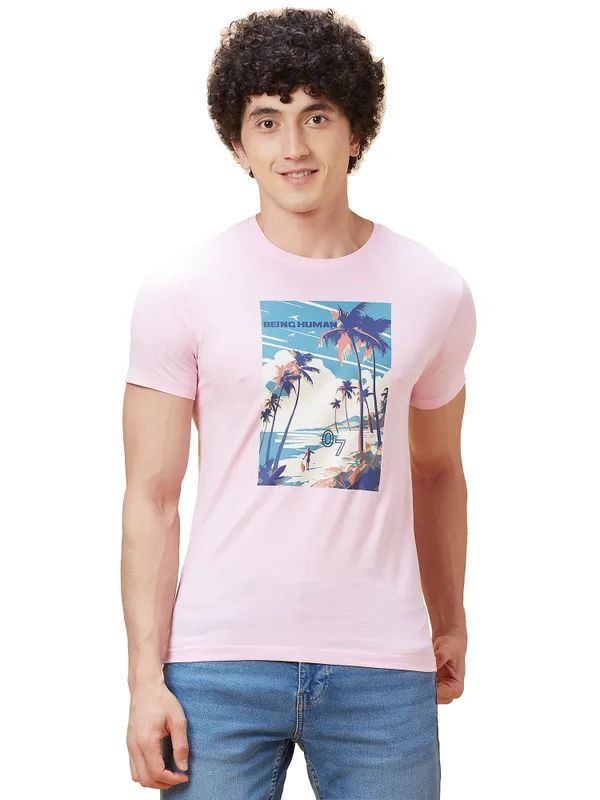 Being Human Clothing Men  T-Shirts-Light Pink