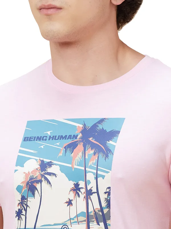 Being Human Clothing Men  T-Shirts-Light Pink