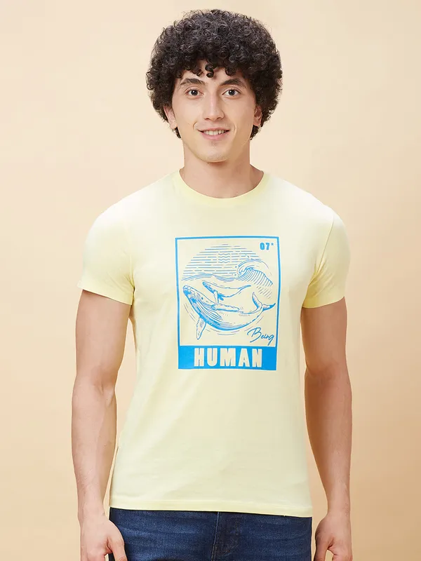 Being Human Clothing Men  T-Shirts-Light Lemon