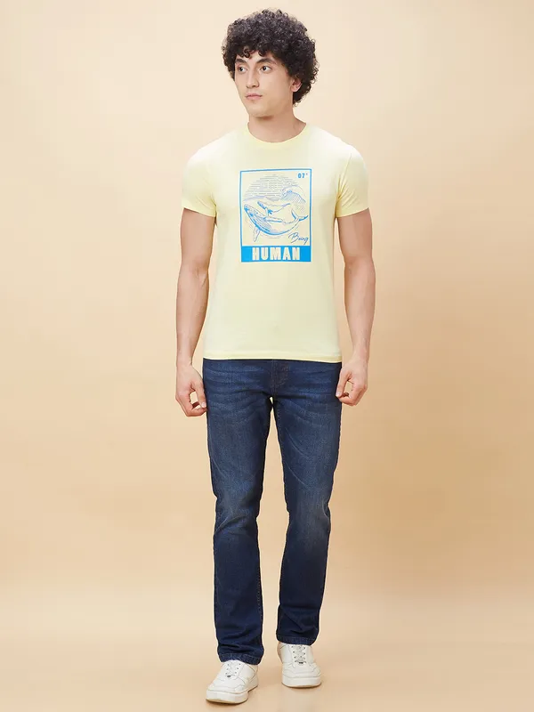 Being Human Clothing Men  T-Shirts-Light Lemon