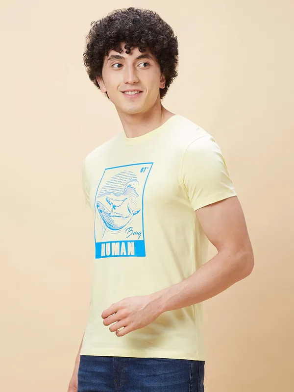 Being Human Clothing Men  T-Shirts-Light Lemon