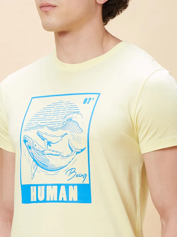 Being Human Clothing Men  T-Shirts-Light Lemon