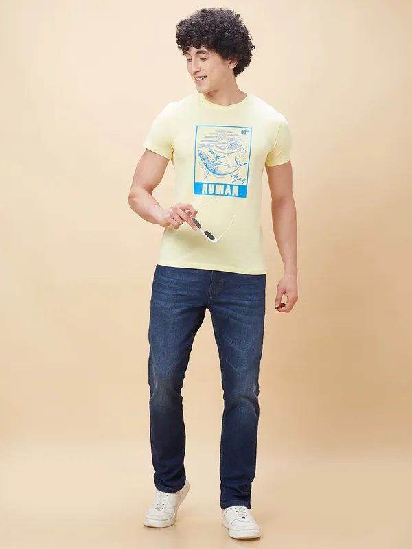 Being Human Clothing Men  T-Shirts-Light Lemon