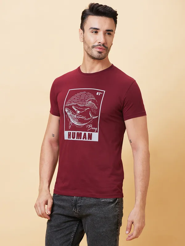 Being Human Clothing Men  T-Shirts-Wine