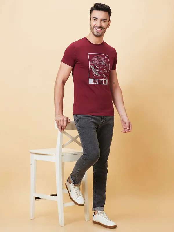 Being Human Clothing Men  T-Shirts-Wine