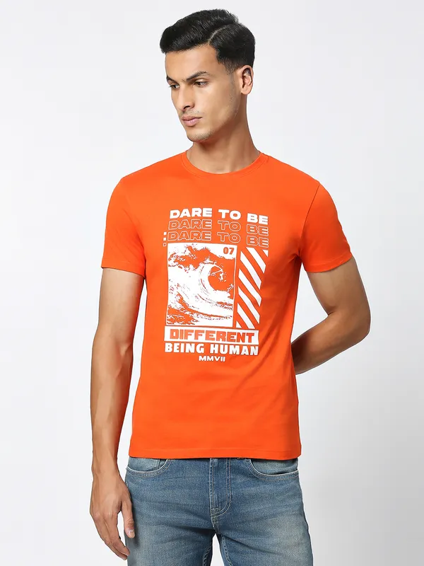Being Human Clothing Men  T-Shirts-Orange