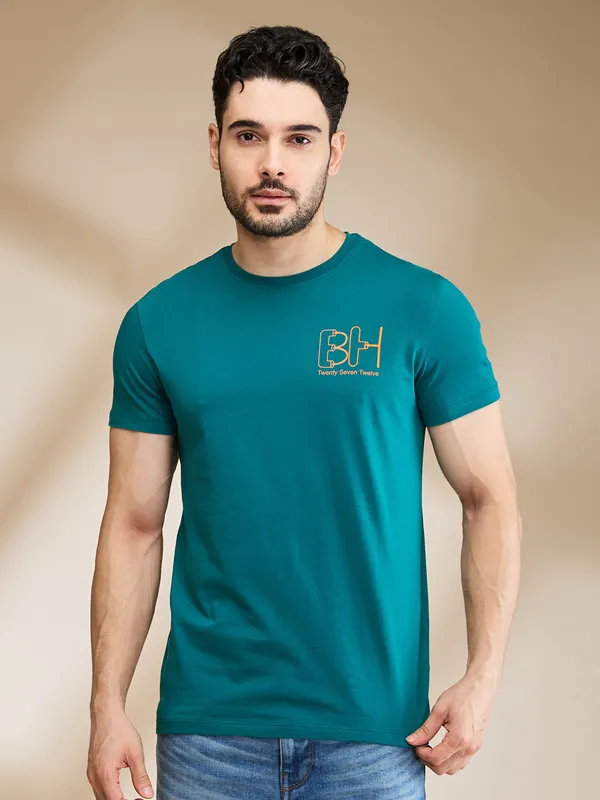 Being Human Clothing Mens-Top Crew Neck Teal