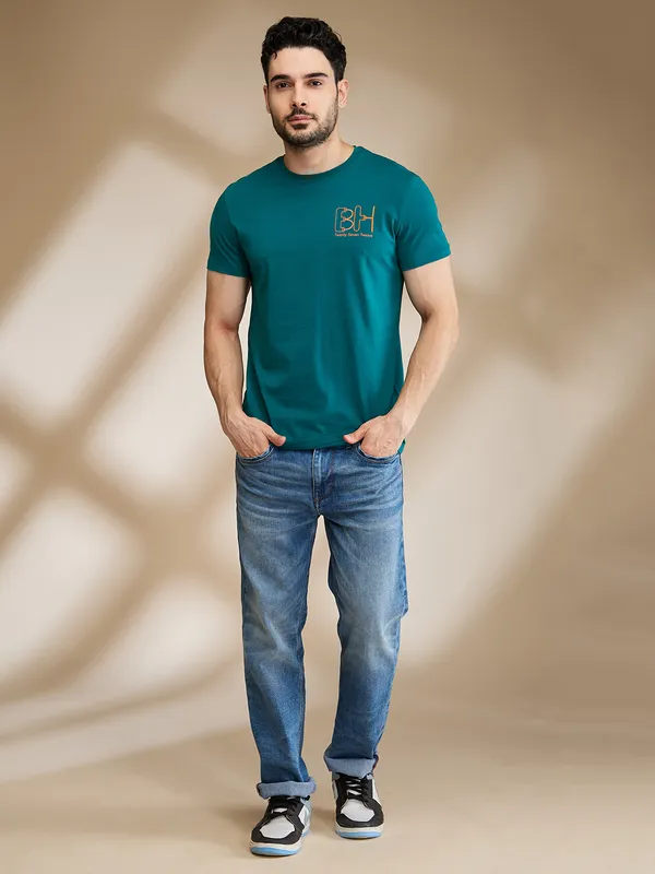 Being Human Clothing Mens-Top Crew Neck Teal