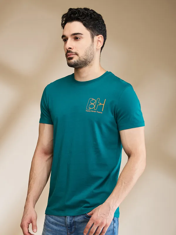 Being Human Clothing Mens-Top Crew Neck Teal