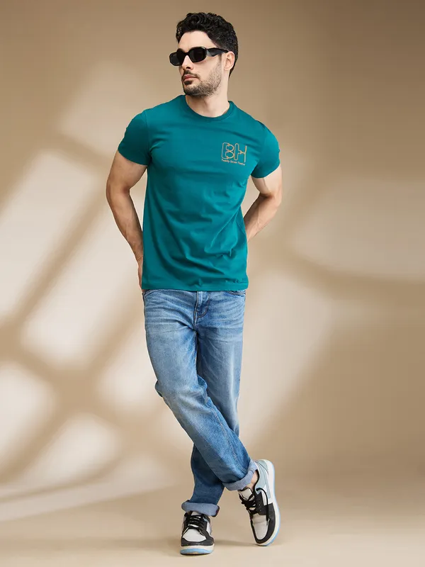 Being Human Clothing Mens-Top Crew Neck Teal