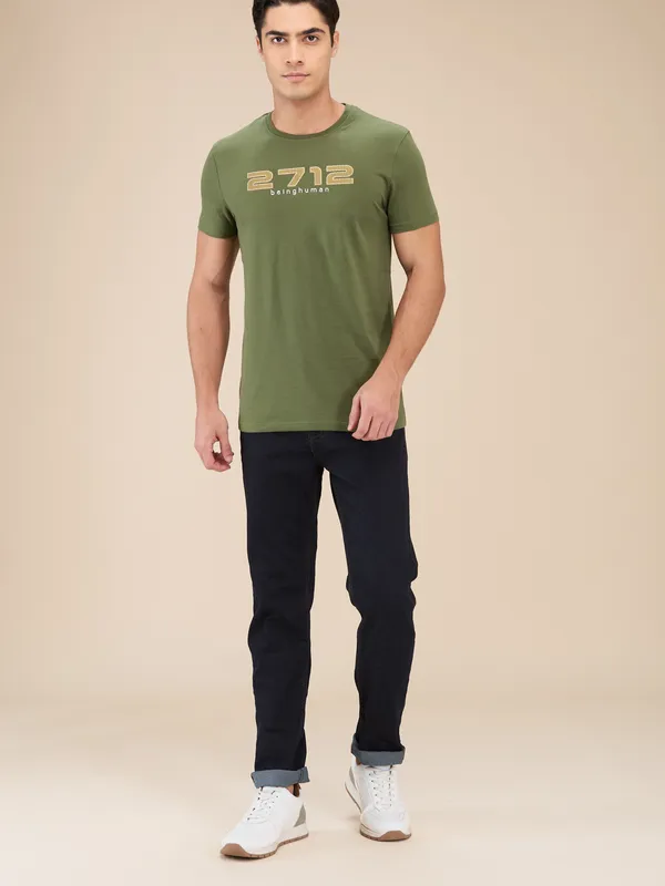 Being Human Mens-Top Crew Neck Dk.Olive