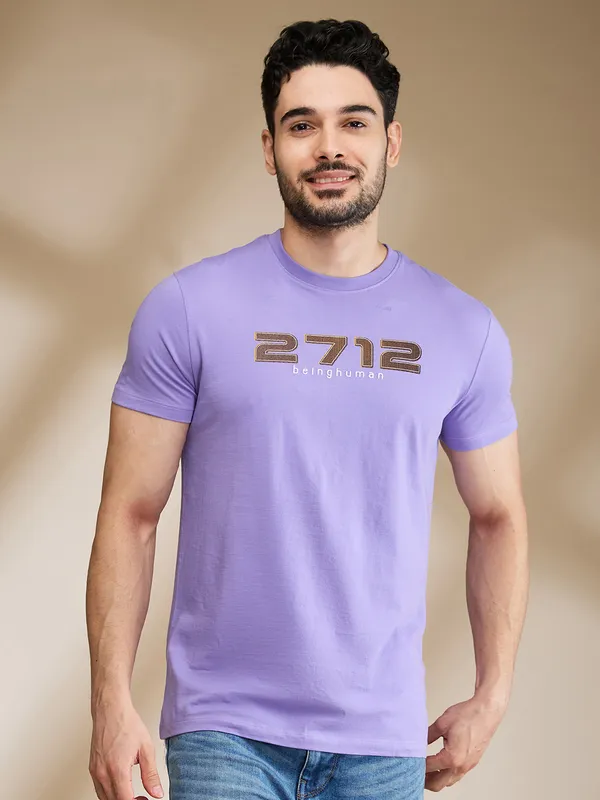 Being Human Mens-Top Crew Neck Lavender