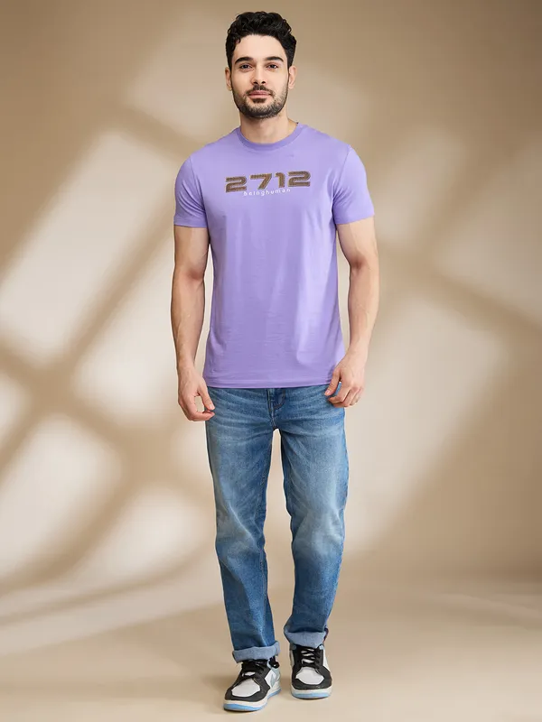 Being Human Mens-Top Crew Neck Lavender