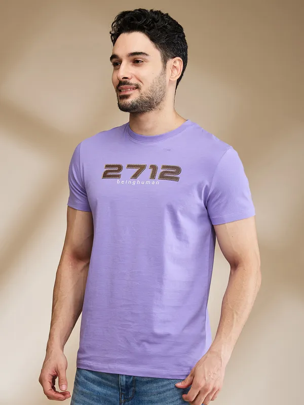 Being Human Mens-Top Crew Neck Lavender
