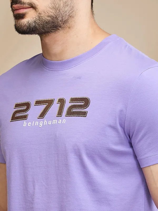 Being Human Mens-Top Crew Neck Lavender