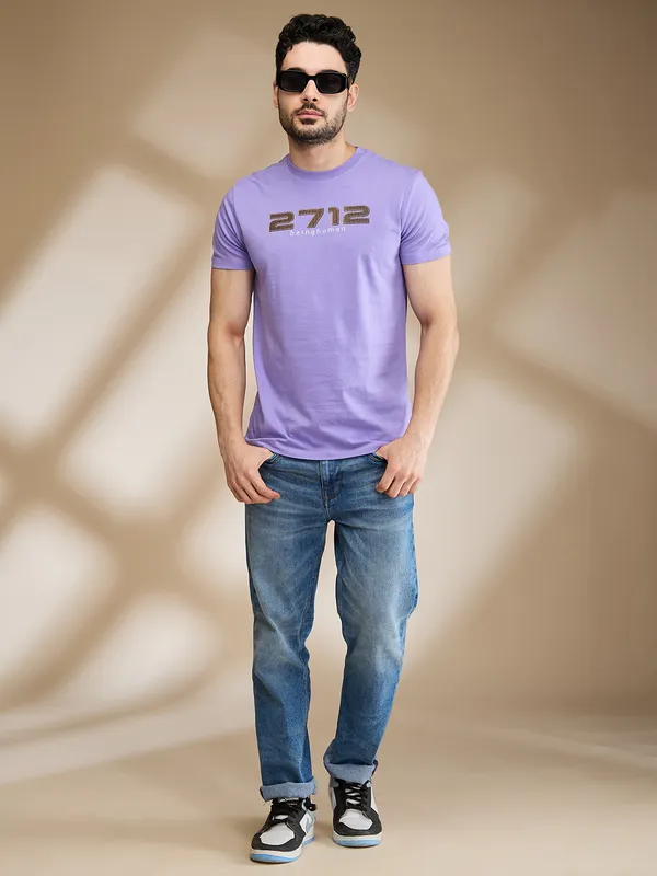 Being Human Mens-Top Crew Neck Lavender