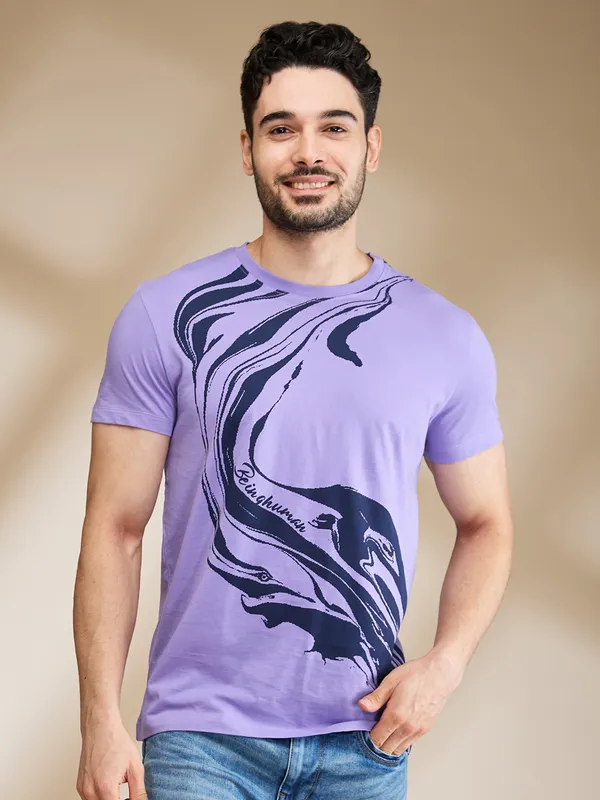 Being Human Clothing Mens-Top Crew Neck Lavender
