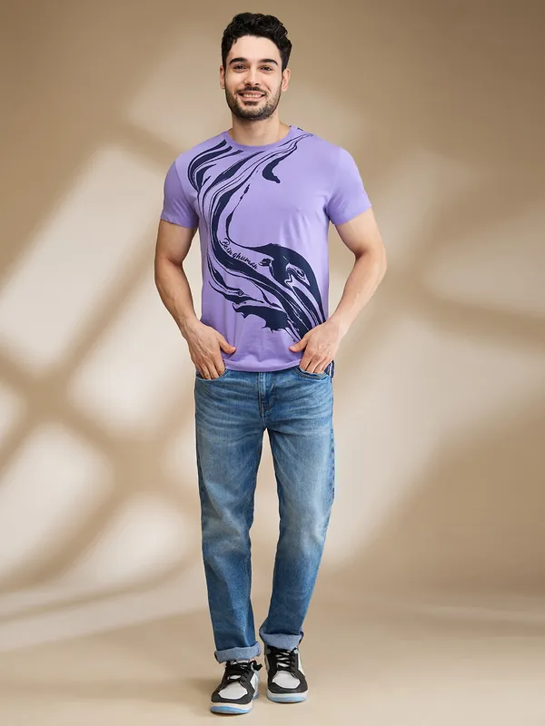 Being Human Clothing Mens-Top Crew Neck Lavender