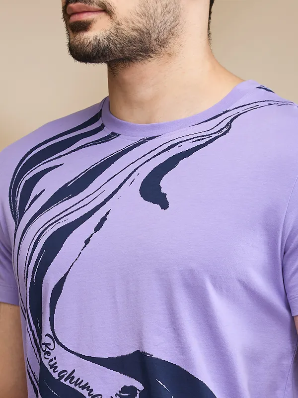 Being Human Clothing Mens-Top Crew Neck Lavender